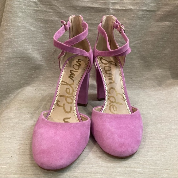 SAM EDELMAN Sz 8.5 Pink Leather Upper Strappy Buckle Closure Heeled Sandals NWOT - Picture 7 of 16